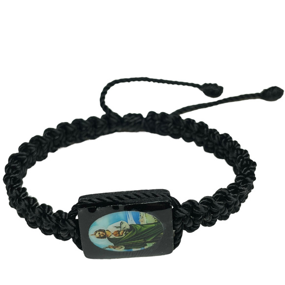 St Jude Knotted Rope Bracelet Black Adjustable Handmade Saint NEW - Picture 2 of 2